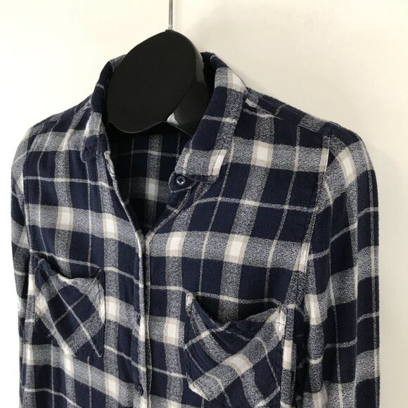 Lucky Brand Button Down Plaid Shirt Women's Large Long Sleeve Pockets Tie Back - Picture 3 of 11